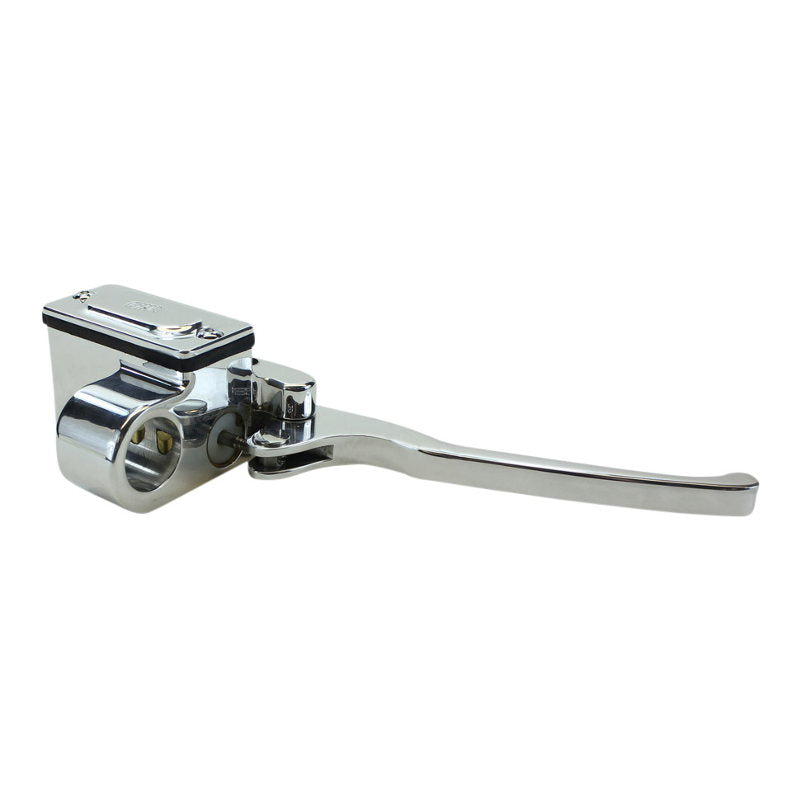 A GMA Polished Billet 1" Front Brake Master Cylinder (RH 5/8), made of CNC machined aluminum, on a white background.