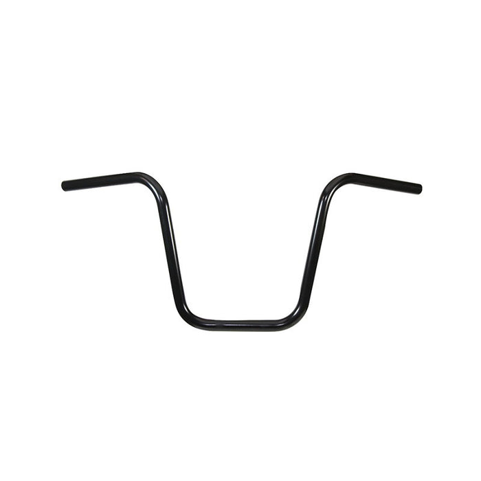 A TC Bros. 1" Narrow Apes Handlebars - 12" Black with Harley controls on a white background.