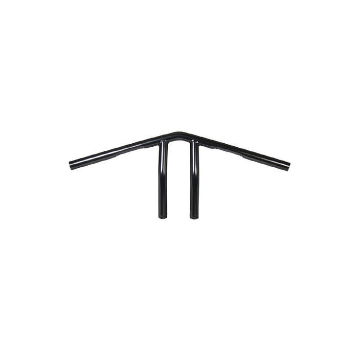 The TC Bros. 1" Whiskey Handlebar features a chrome finish with a raised center and two vertical grips, echoing classic Harley Davidson style, shown here against a white background.
