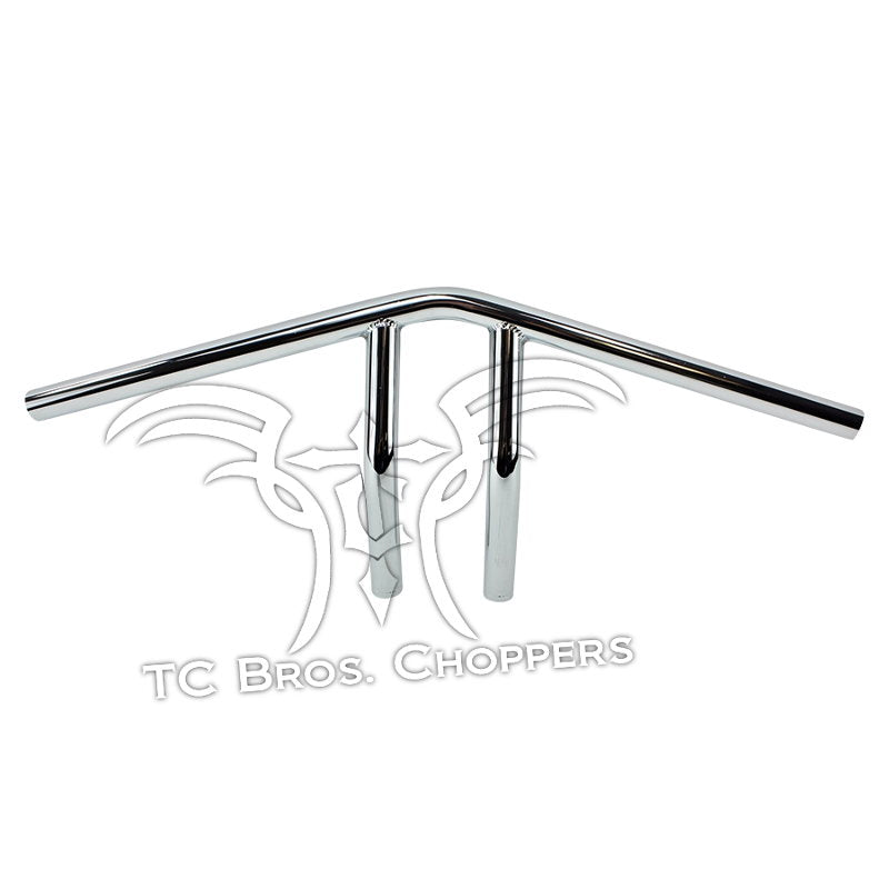 A dimpled TC Bros. 1" Whiskey Handlebars - Chrome featuring the words tc bobs choppers on it.