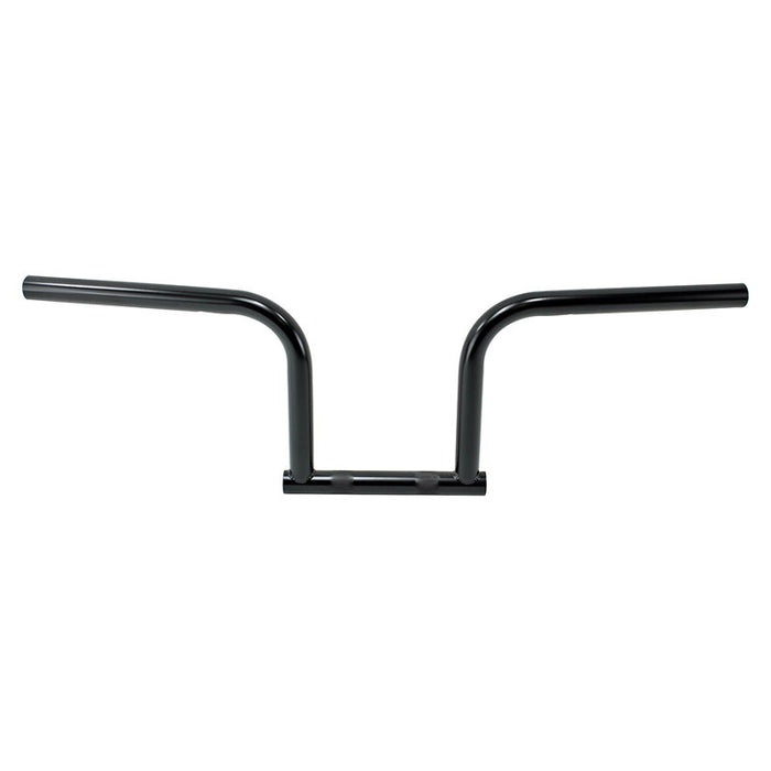 The TC Bros. 1" Speedline Handlebar, by TC Bros., features chrome construction with a wide rise and flat ends, set against a plain white background and inspired by the style of classic Harley handlebars.