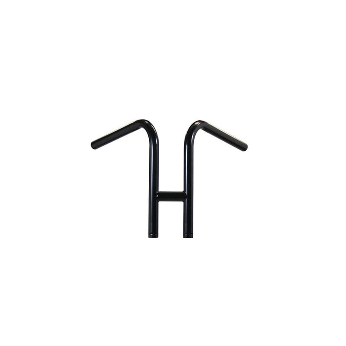 A pair of TC Bros. 1" Rabbit Handlebars - Black for custom chopper applications, dimpled for added grip, on a white background.