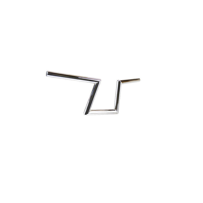 Two TC Bros. 1" Slant Z Handlebars—one chrome, one black—are shown parallel on a white background. Ideal for custom Harley or chopper upgrades, these quality bars are crafted by TC Bros.