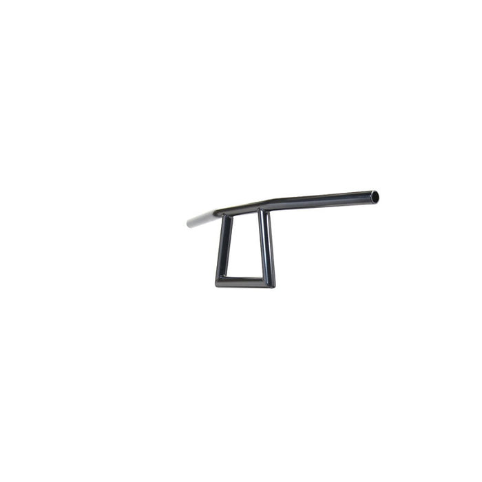 Two TC Bros. 1" Window Handlebars, one chrome and one black, featuring a distinctive rectangular center design inspired by TC Bros. Harley-Davidson styles, are displayed on a white background.