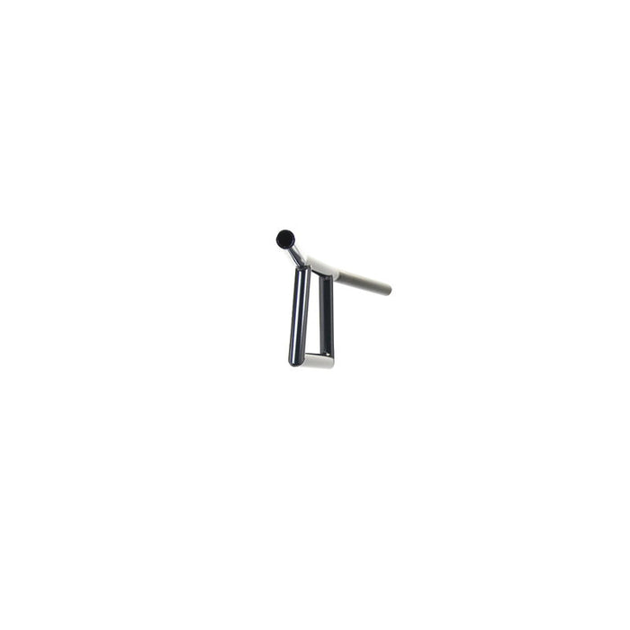 Two TC Bros. 1" Window Handlebars, one chrome and one black, featuring a distinctive rectangular center design inspired by TC Bros. Harley-Davidson styles, are displayed on a white background.