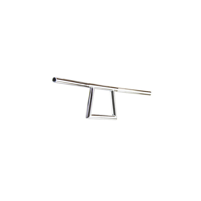 Two TC Bros. 1" Window Handlebars, one chrome and one black, featuring a distinctive rectangular center design inspired by TC Bros. Harley-Davidson styles, are displayed on a white background.