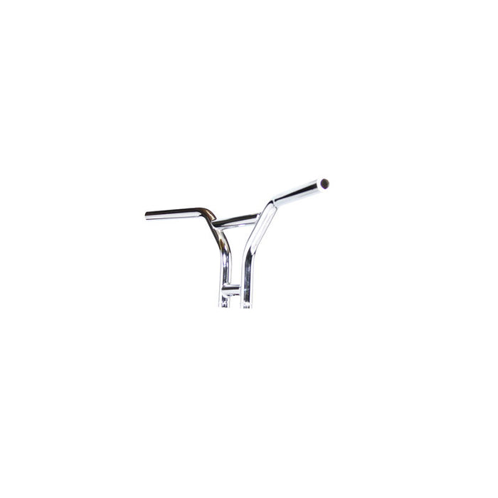 TC Bros. 1" BMX Handlebar by TC Bros.—chrome with a straight crossbar and upward-angled grips for a vintage BMX style inspired by classic Harley bars, shown on a plain white background.