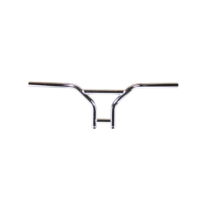TC Bros. 1" BMX Handlebar by TC Bros.—chrome with a straight crossbar and upward-angled grips for a vintage BMX style inspired by classic Harley bars, shown on a plain white background.