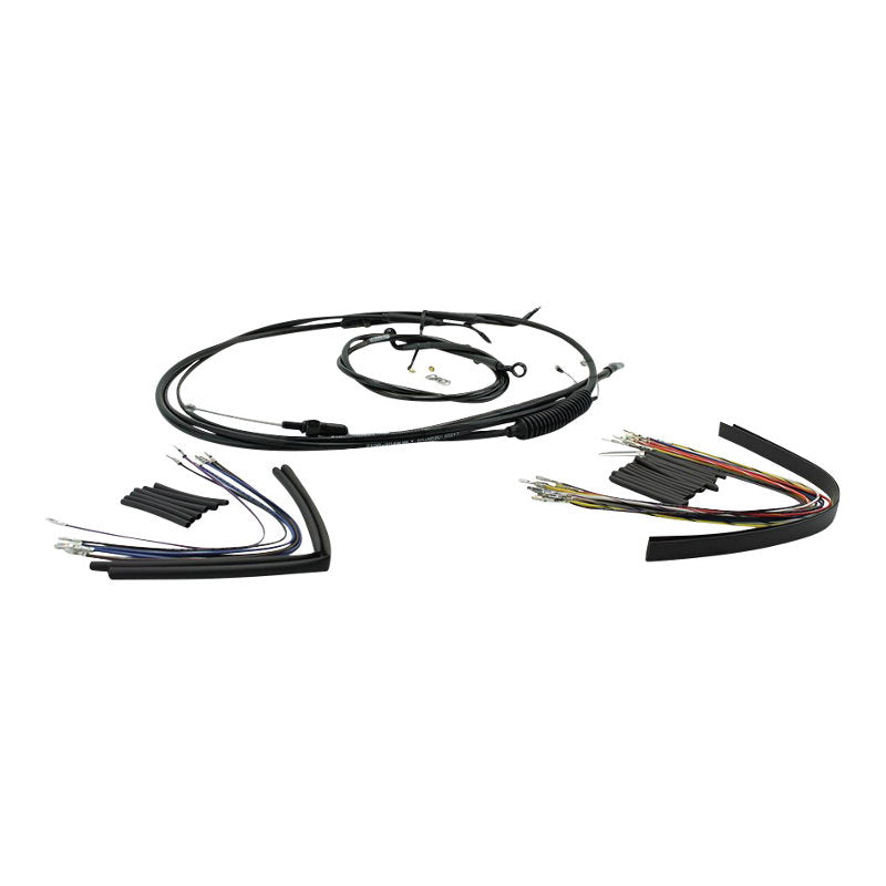 A set of Burly Extended Cable / Brake Line Kit For 12" Ape Hangers for a Harley Sportster XL 2007-2014 motorcycle.