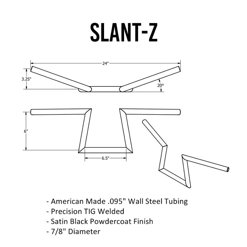 TC Bros. American made steel tubing with TC Bros. 7/8" Slant Z Handlebars - Black.