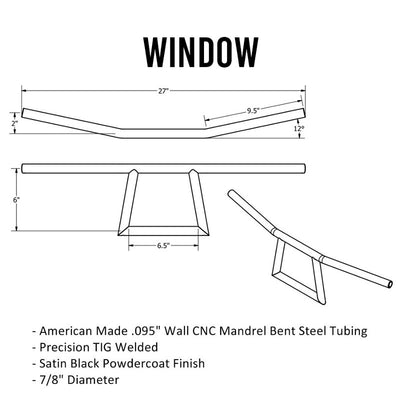 Window - american made cnc steel tubing with TC Bros. 7/8" Window Handlebars in Black from TC Bros.