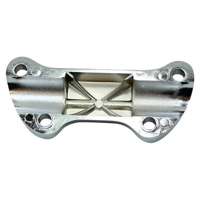A HardDrive 1" Handlebar Clamp for Harley - Chrome Smooth plate with holes on it.