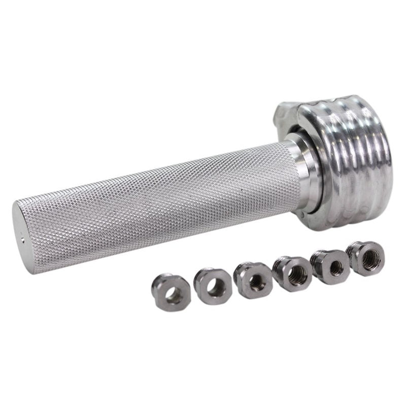A set of TC Bros. 1" Dual Cable Motorcycle Throttle - Polished nuts and bolts designed for Harley Davidson motorcycles, providing a secure grip on throttle tubes.