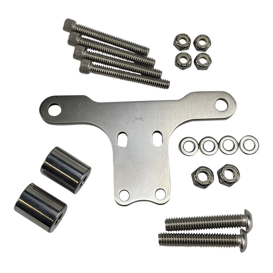 A set of bolts, nuts, and washers for a TC Bros. Gauge Mount Bracket for Pro Series Handlebar Risers gauge mount bracket.