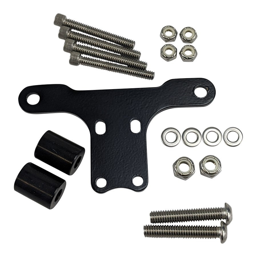 A set of TC Bros. Black Gauge Mount Bracket for Pro Series Handlebar Risers screws, nuts, and bolts for a motorcycle.