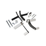 A set of _TC Bros. Kawasaki KZ650-KZ750 Forward Controls Kit_ brake levers and hardware for a motorcycle.