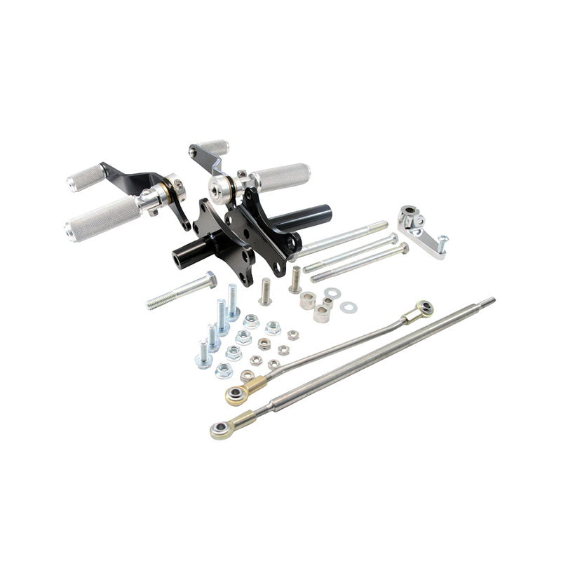 A set of TC Bros. Sportster Forward Controls Kit for 91-03 5 Speed bolts and screws for a Harley Sportster motorcycle.