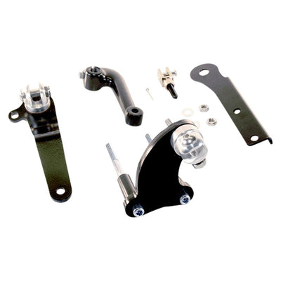 A set of TC Bros. Sportster Mid Controls Kit (NO PEGS) for 91-03 5 Speed black parts for a Harley Sportster motorcycle.