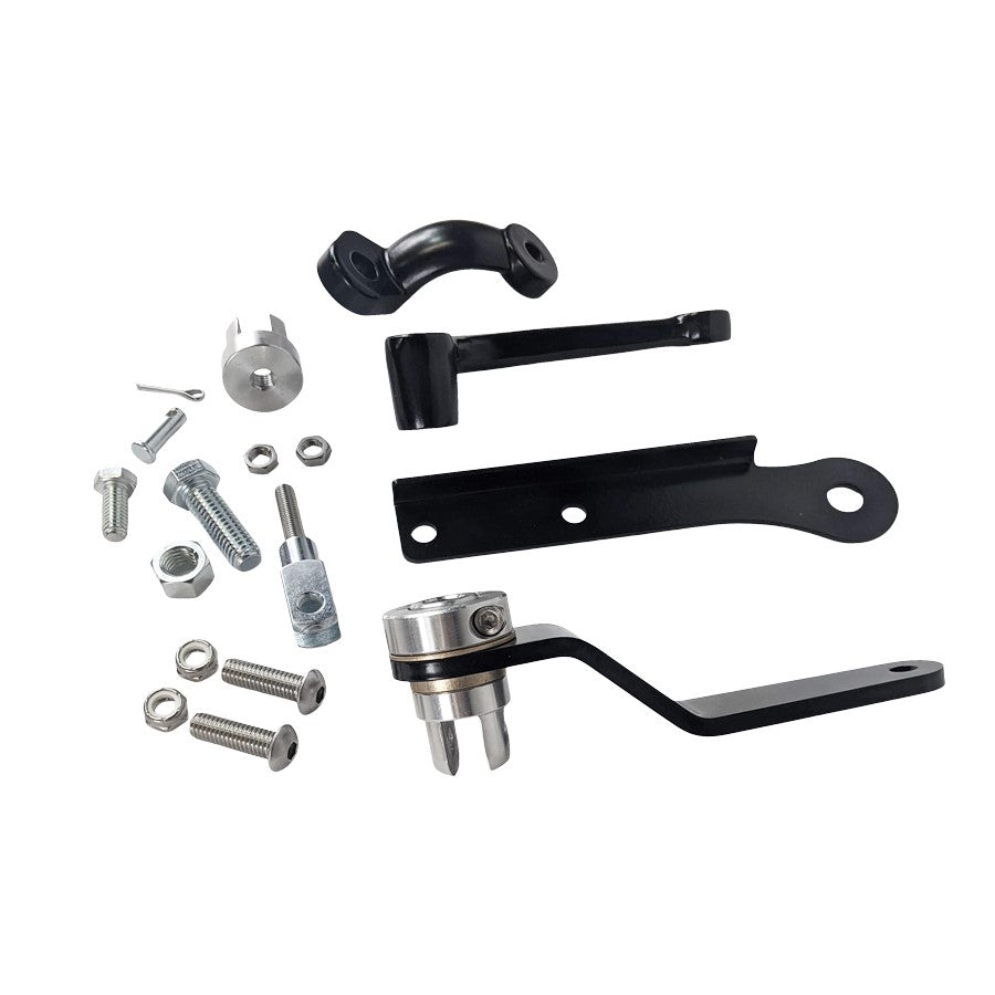 A set of TC Bros. Sportster Mid Controls Kit (NO PEGS) for 1986-1990 4 Speed parts and hardware for a Harley Sportster motorcycle.