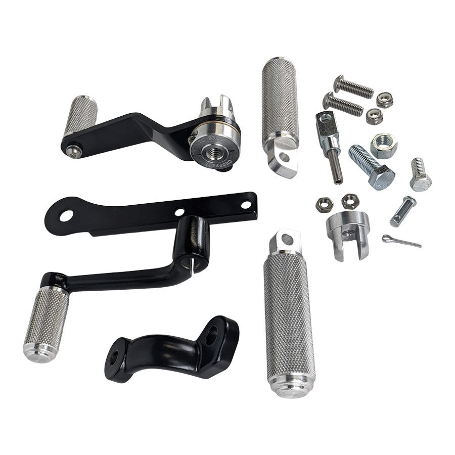 The TC Bros. Sportster Mid Controls Kit for 1986-1990 4 Speed, a USA made motorcycle accessory, is known for its powerful performance and rugged design. It embodies the essence of the iconic Harley Sportster with its distinctive style.