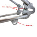 TC Bros. Weld-On Hardtail Kit for 1982-2003 Harley-Davidson Sportster with stock width tire, by TC Bros., includes a steel frame with seat tube and chain stays plus hardware components, all neatly arranged on a white background.