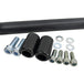 The TC Bros. Front Crash Bar for 1991-2017 Harley-Davidson Dyna is a black metal engine guard bracket with side mounts, bolts, washers, and extra metal pieces—perfect as a front crash bar for your Dyna motorcycle.