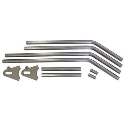 A set of TC Bros. Universal Weld-On Hardtail Frame Kit parts made from tubing for a motorcycle.