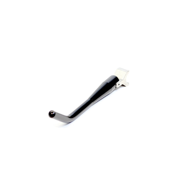 A TC Bros. black handle with a hidden spring on a white background, TC Bros. Black Weld On Kick Stand for 1-1/8" Frame Tubing.