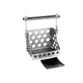 Perforated metal throttle pedal assembly with rectangular foot pad and adjustable bracket, perfect for setups using the TC Bros. Holey Battery Box, shown on a white background.