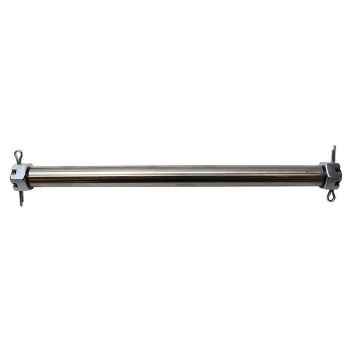 The TC Bros. Stainless Steel Axle Kit features a metal rod with clamps and eye bolts at each end, shown horizontally against a white background.