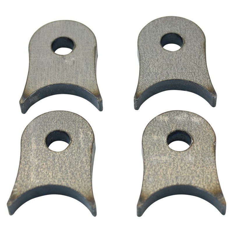 Four Weld On Steel Mounting Tabs Vintage Style 10 by TC Bros brackets with a heavy duty design on a white background.