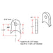 A drawing showing the dimensions of a heavy duty TC Bros American made teflon tab style Weld On Steel Mounting Tabs Vintage Style