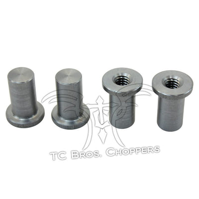 A set of Tophat Style Blind Threaded 5/16-18 Steel Bungs by TC Bros nuts and bolts.