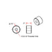 Technical diagram of TC Bros. Mounting Bungs—0.75" diameter, 0.5" length, 5/16-18 threaded hole—ideal for motorcycle fabrication projects.