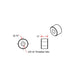 Technical diagram of TC Bros. Mounting Bungs—0.75" diameter, 0.5" length, 5/16-18 threaded hole—ideal for motorcycle fabrication projects.