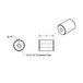 Technical diagram of TC Bros. Mounting Bungs—0.75" diameter, 0.5" length, 5/16-18 threaded hole—ideal for motorcycle fabrication projects.