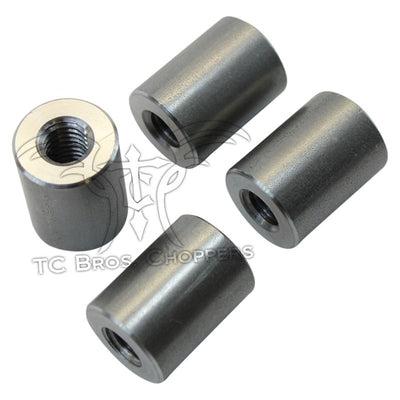 Several TC Bros threaded metal cylinders with a nut made of Steel Bungs 3/8-16 Threaded 1 inch Long by TC Bros, each measuring 1 inch long.