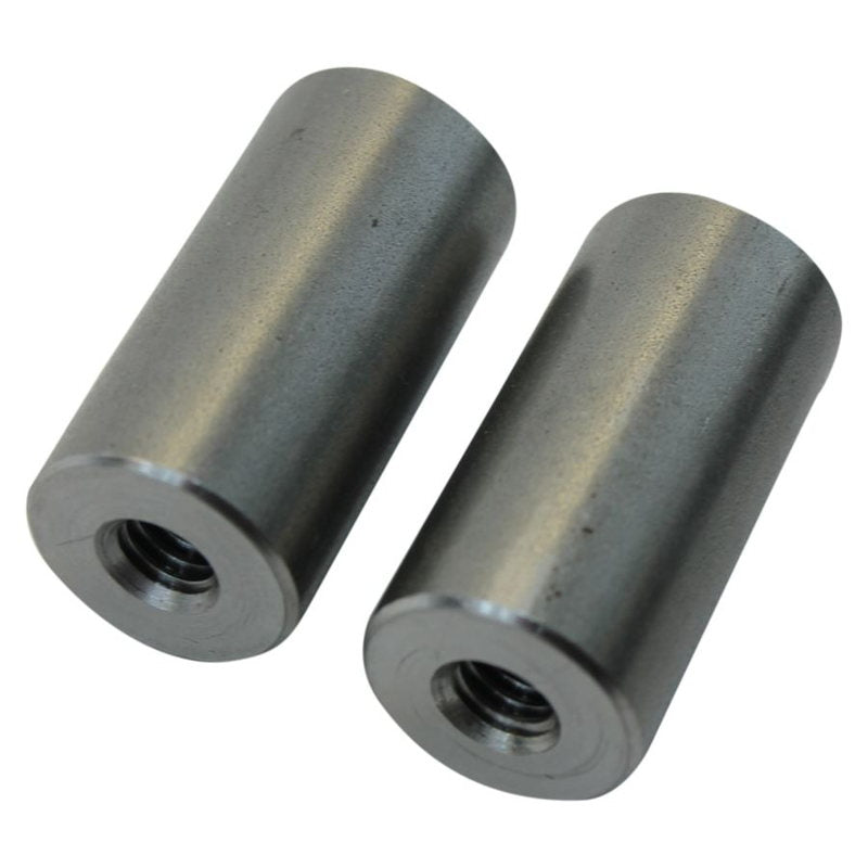 Two TC Bros stainless steel threaded rods on a white background, suitable for bike mount.