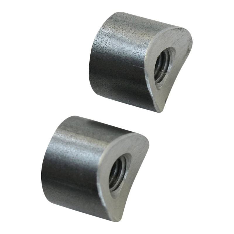 A pair of TC Bros. Coped Steel Bungs 5/16-18 Threaded 1/2 inch Long on a white background.