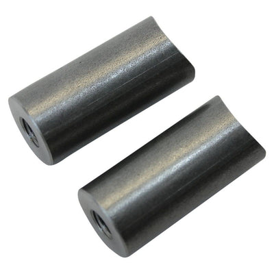 Two TC Bros black metal cylinders threaded on a white background.