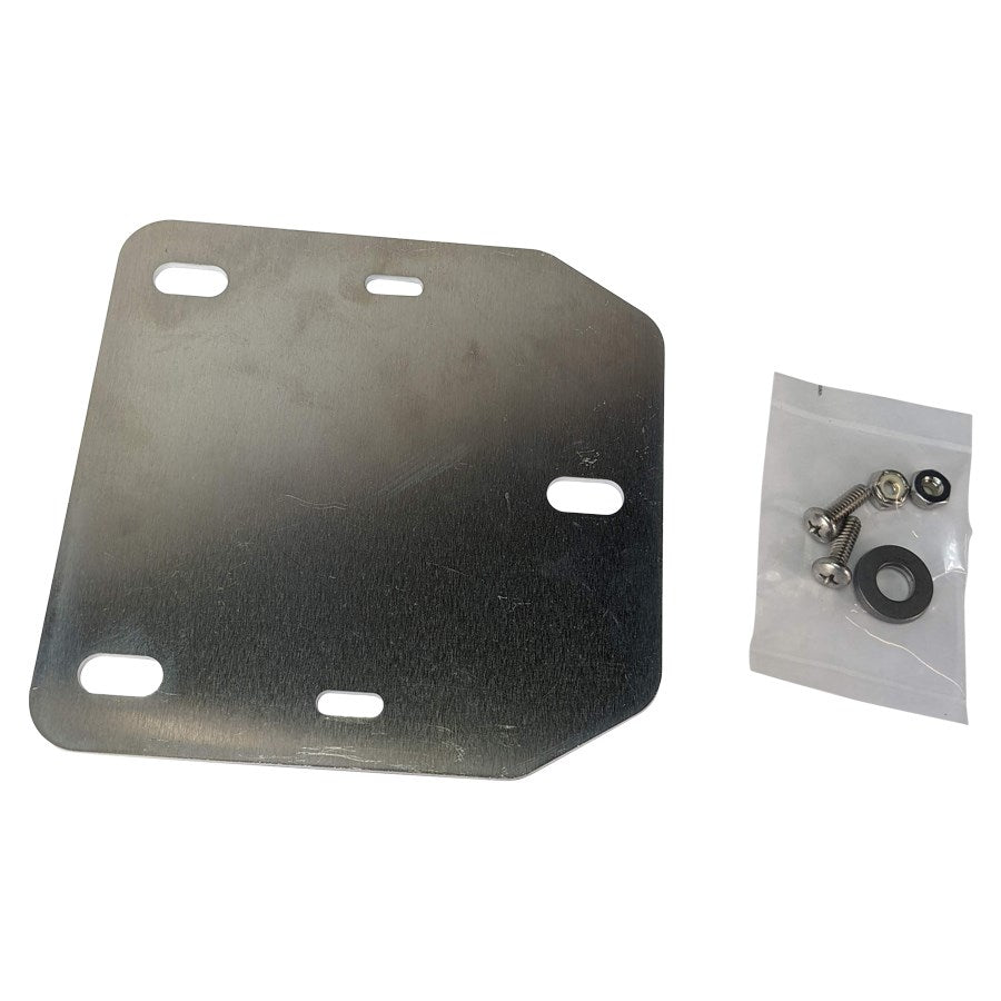 A TC Bros. Ignition Module Mount for King & Queen Sportster Seats (2003-older models) with a bolt and washer that features seat mounting brackets for a hardtail Sportster chopper.
