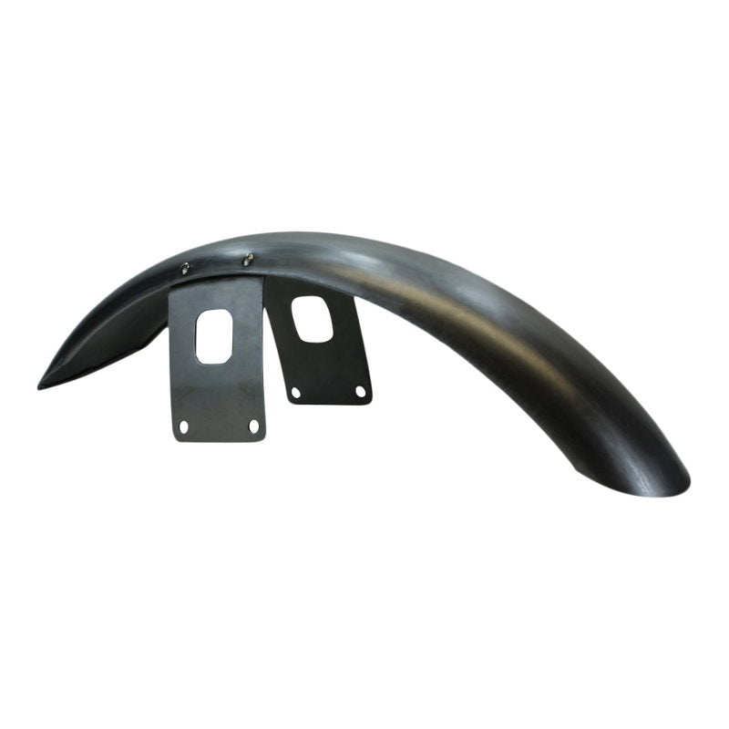 A black HardDrive Plain Narrow Front Fender for Sportster Fits 35mm & 39mm Front Ends w/ 18, 19 or 21 in Narrow Rims on a white background.