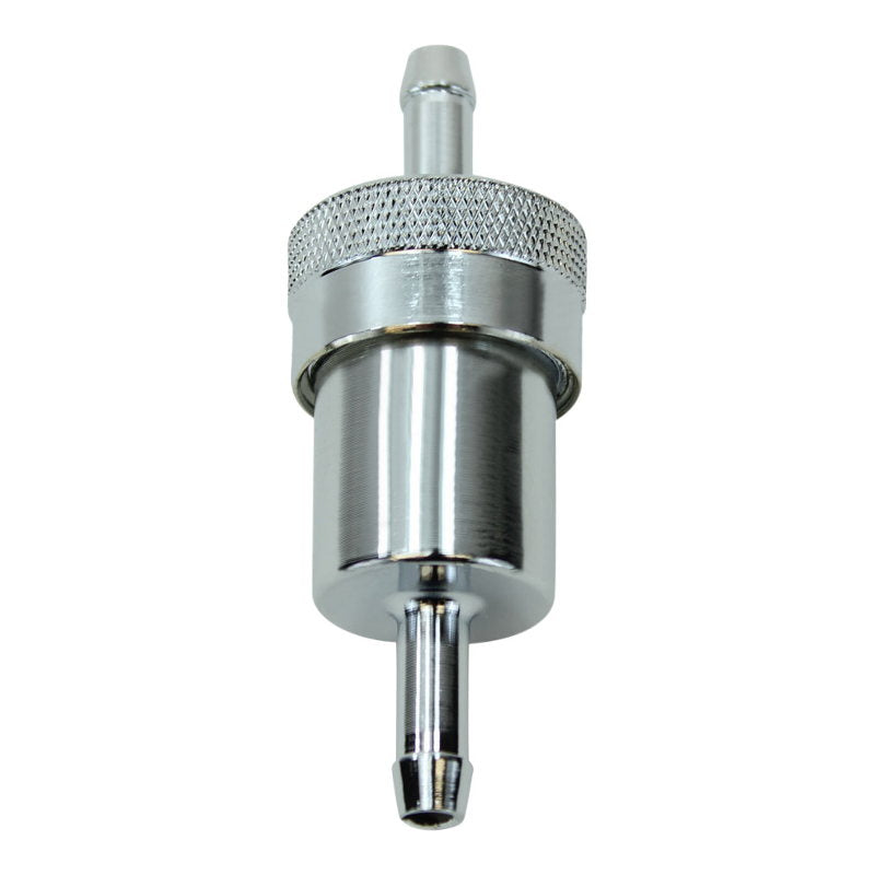 A Mid-USA Chrome High Performance Fuel Filter (1/4" Line) on a white background.