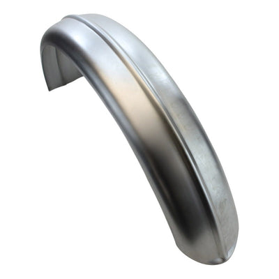 A high quality Moto Iron® silver rim on a white background, made of stamped steel construction.