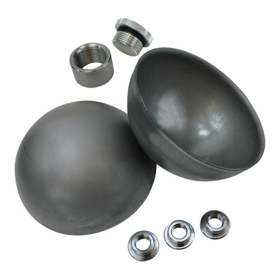 A set of TC Bros. metal balls and a set of TC Bros. bolts, perfect for the TC Bros DIY 5 inch Pill Style Universal Chopper Oil Tank Kit or TC Bros DIY oil tank kit. Ideal for Harley enthusiasts.