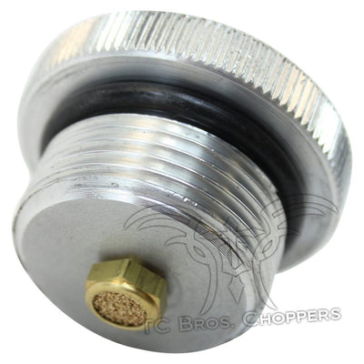 A TC Bros. Aluminum Filler Cap for Oil or Gas Tanks - Vented valve designed for Oil/Gas Tanks with a brass nut.