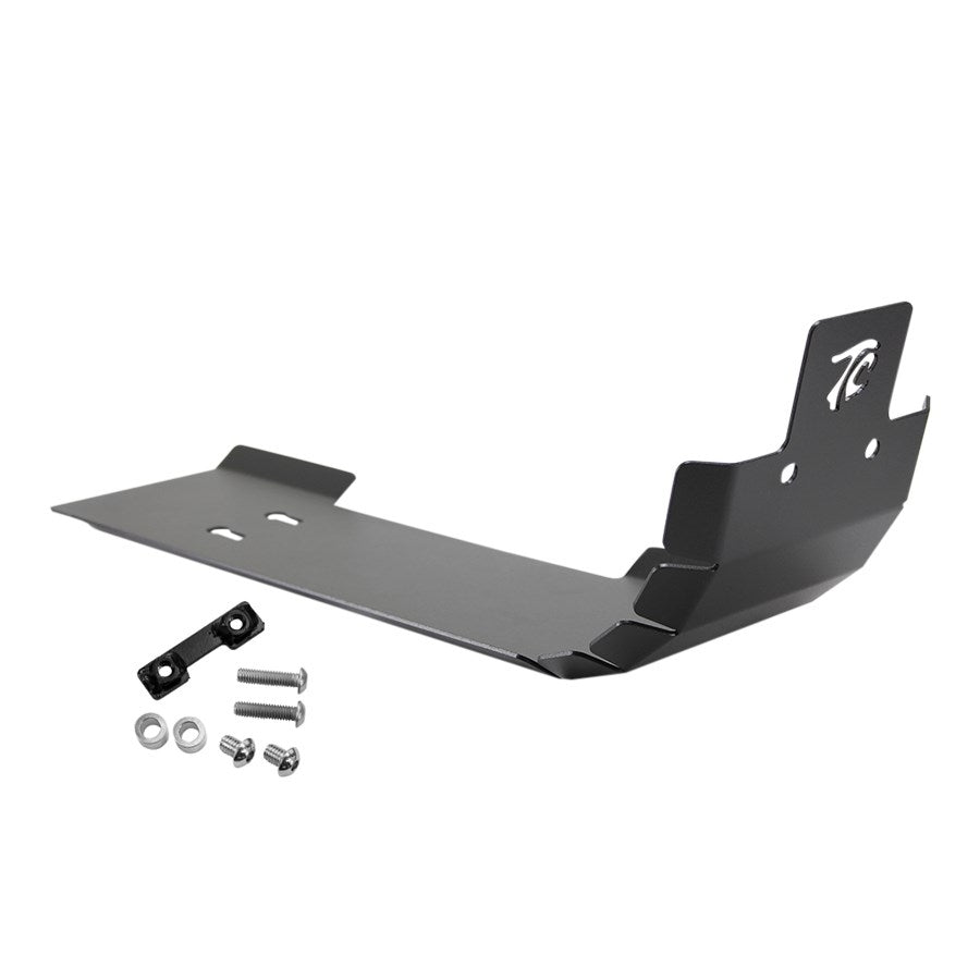 A TC Bros. Sportster Skid Plate 2004-2020 Models - Black for the front bumper of a motorcycle, perfect for hooligan racers.