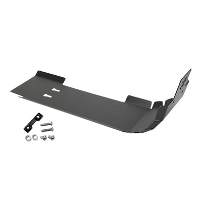 A black TC Bros. Sportster Skid Plate 2004-2020 Models for the front of a Sportster motorcycle.