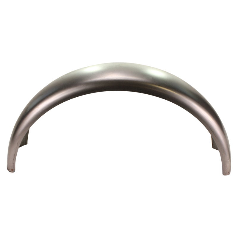 A stainless steel curved rim, 5.5" wide, on a white background featuring the Moto Iron® 5.5" Wide Smooth Profile Bobber Fender.