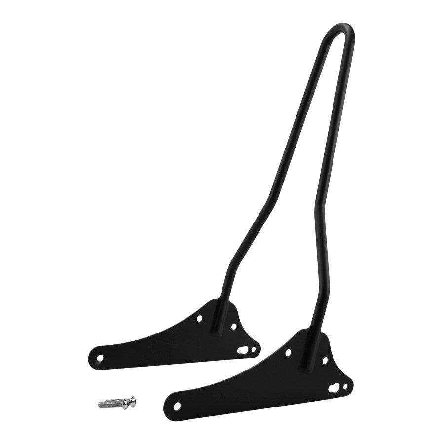 A pair of TC Bros. black metal brackets for TC Bros. Dyna 06-17 Sissy Bar Black fitment on a white background.
